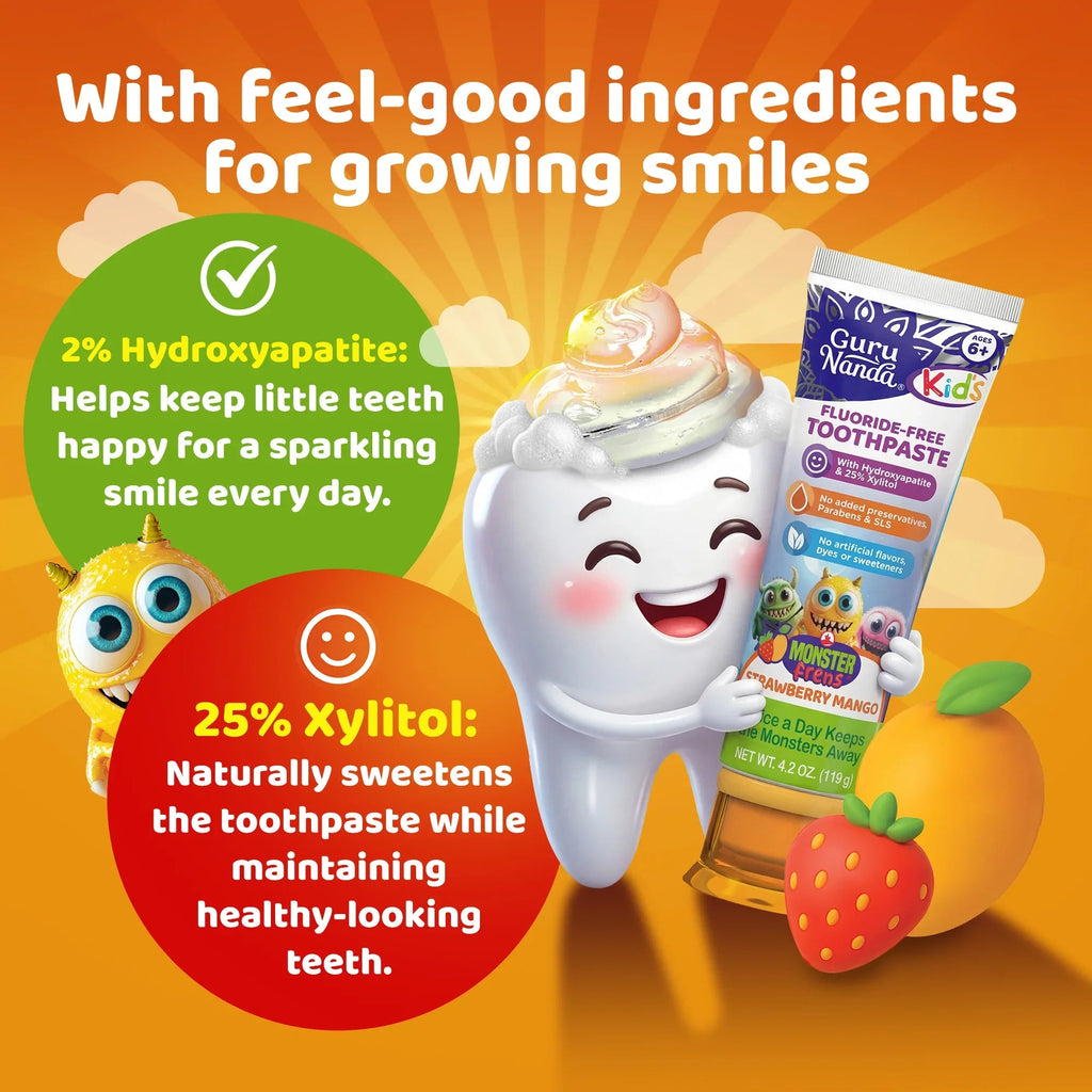 4.2 oz Kids Toothpaste with Xylitol & Hydroxyapatite, Strawberry Mango (12/Case)