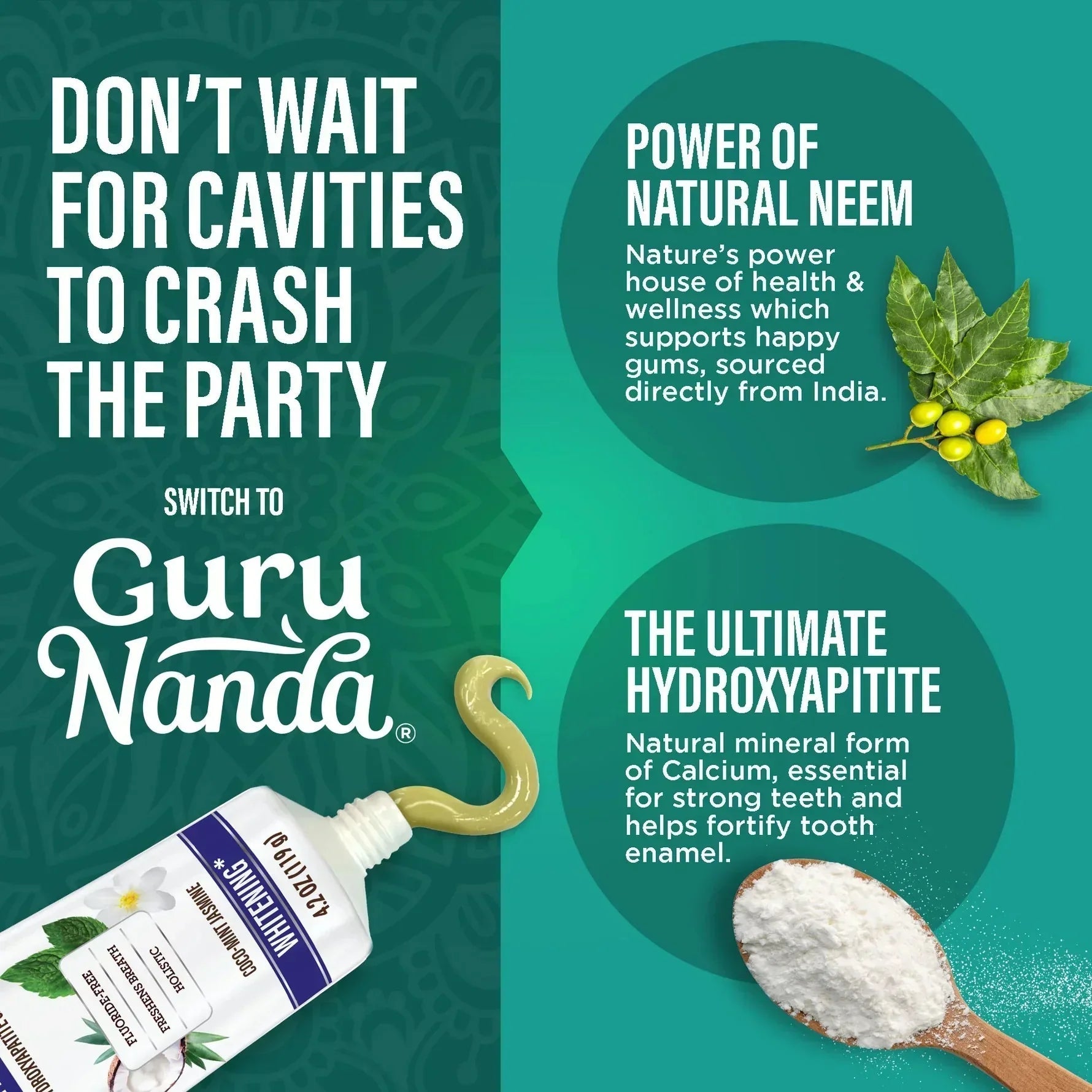 GuruNanda Hydroxyapatite Toothpaste 4.2 oz (48/Case)