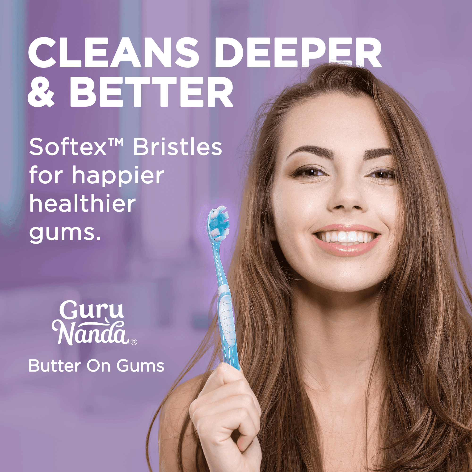 GuruNanda Butter on Gums, Softex Bristles for Sensitive Teeth & Gums (200 pcs) - Assorted Colors (Teal, Blue, Lavender) - GuruNanda