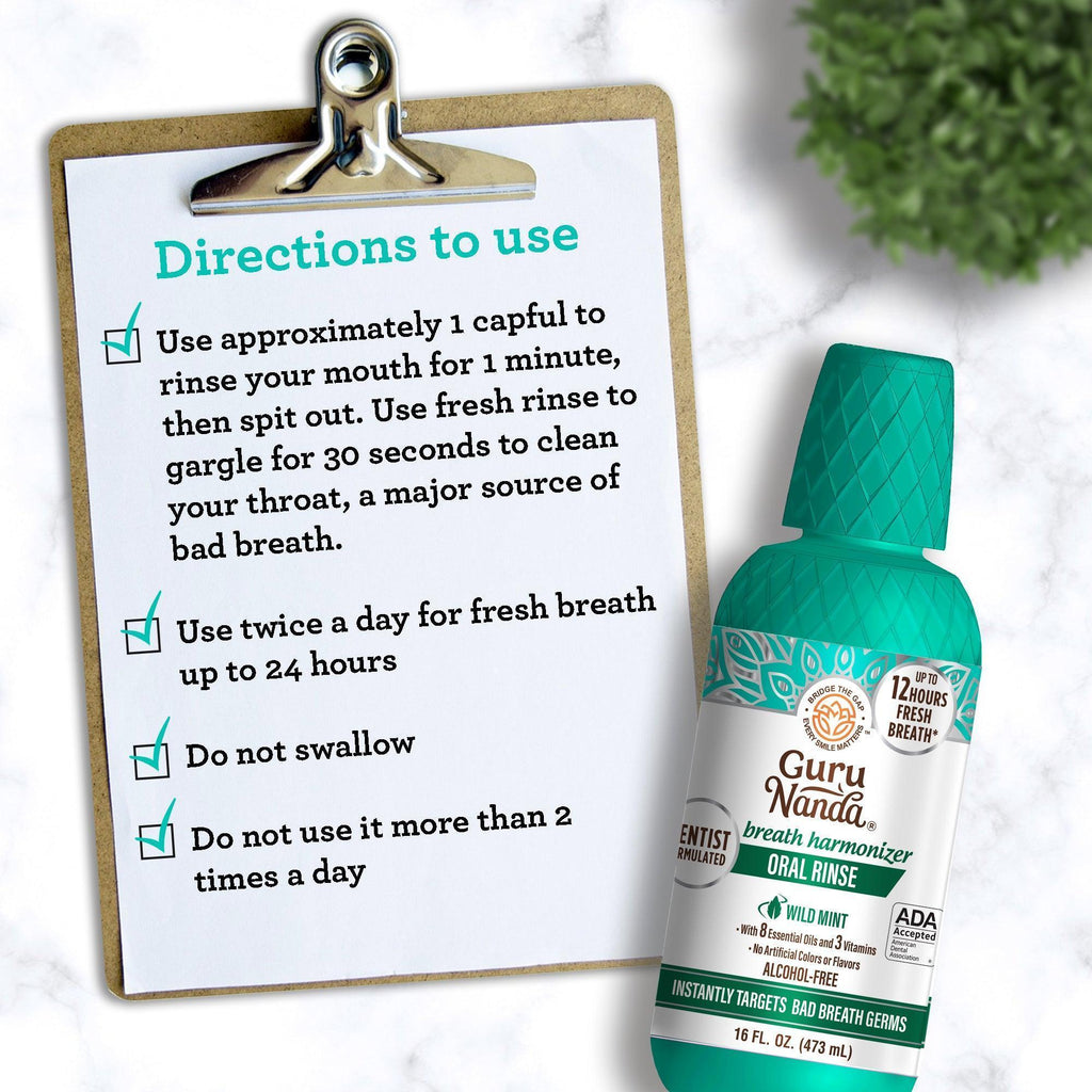 Oral Rinse Breath Harmonizer Mouthwash - Wild Mint (16 Fl Oz) - GuruNanda