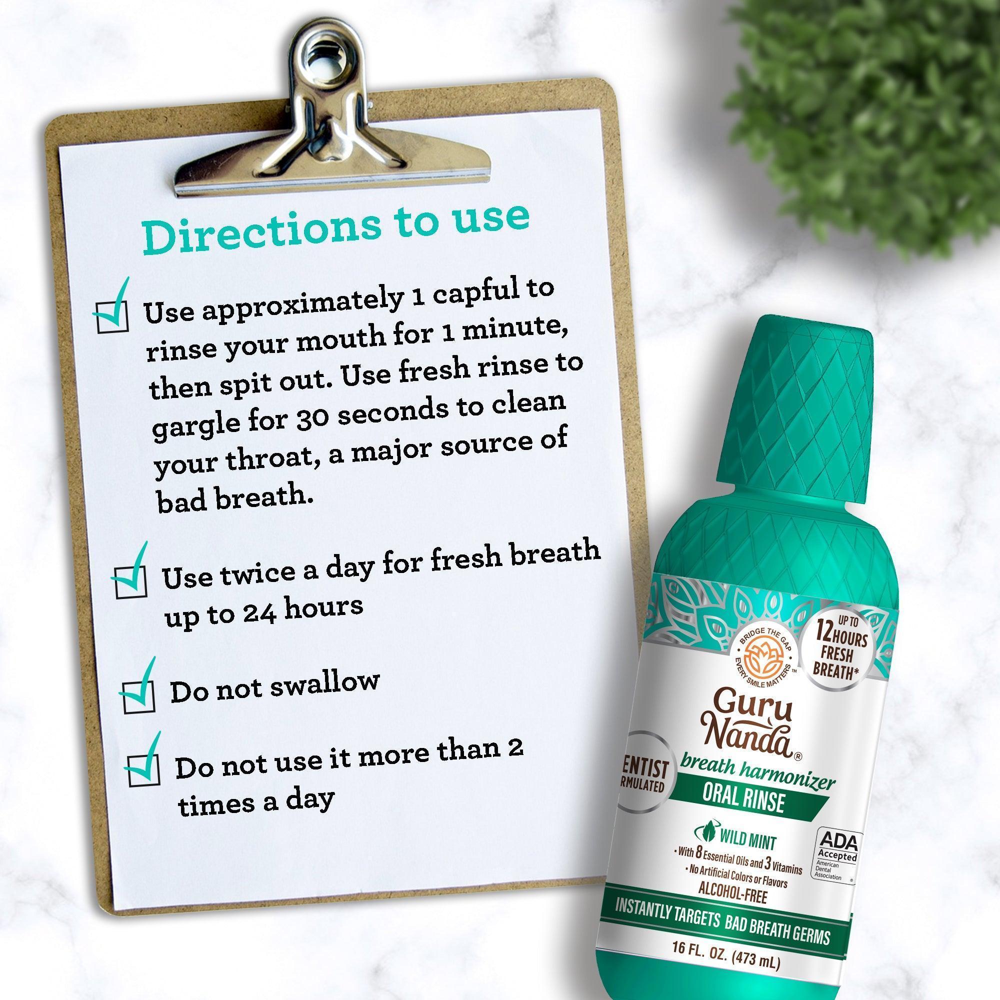 Oral Rinse Breath Harmonizer Mouthwash - Wild Mint (16 Fl Oz) - GuruNanda