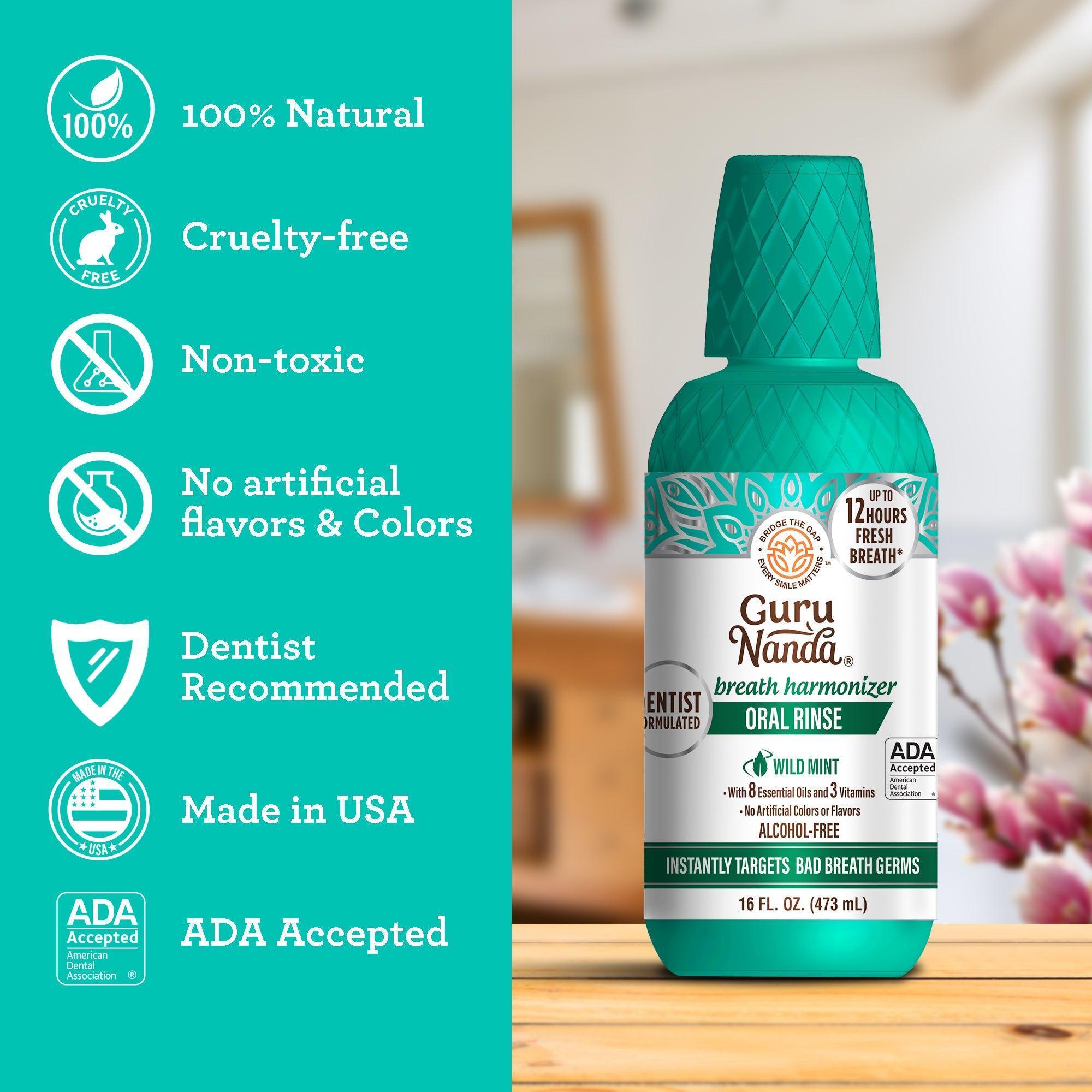 Oral Rinse Breath Harmonizer Mouthwash - Wild Mint (16 Fl Oz) - GuruNanda